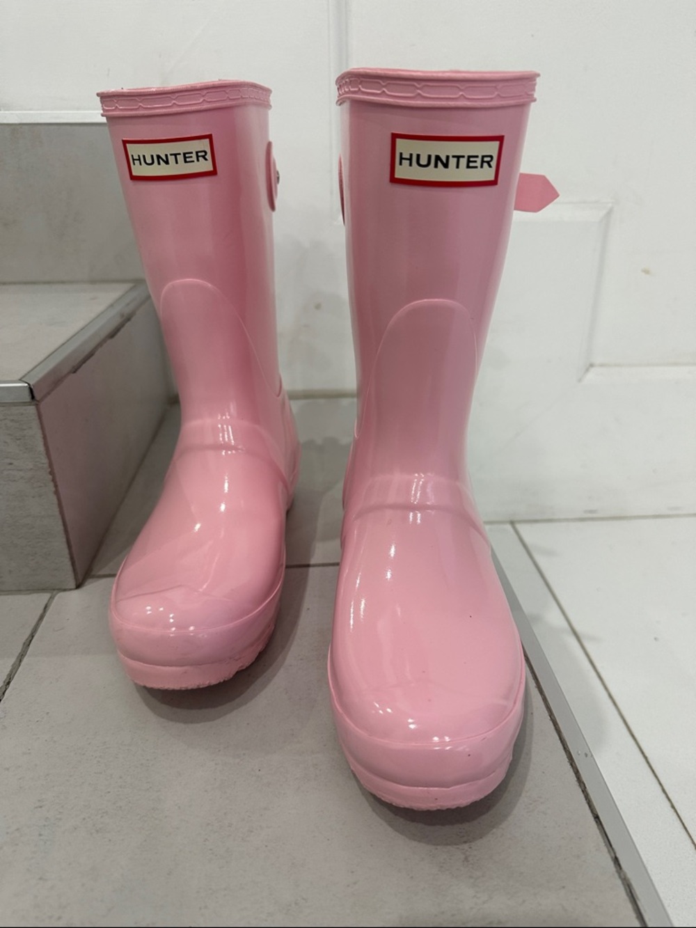 Hunter Glossy Light Pink Rain Boots